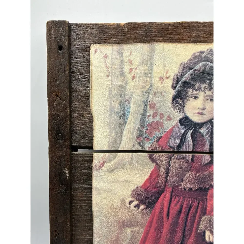 Farmhouse Wall Decor Vintage Style Willimantic Thread Image Barnwood Floral